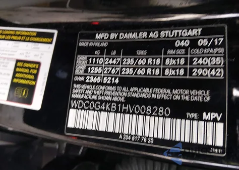 2017 Mercedes-Benz Glc 300 4Matic from USA, damaged, VIN WDC0G4KB1HV008280